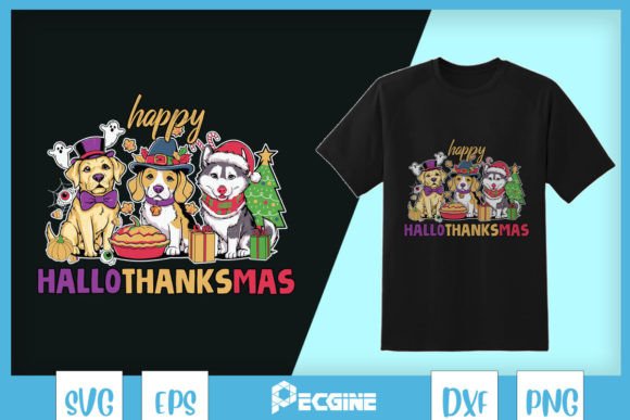 Happy Hallothanksmas Dogs SVG: Graphics for T-Shirt Designs