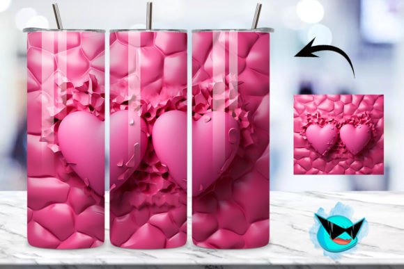 Valentine Hearts Pattern Tumbler Wrap 05: Graphics & Backgrounds