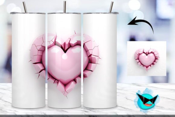 Valentine Hearts Pattern Tumbler Wrap 09 Graphics & Backgrounds