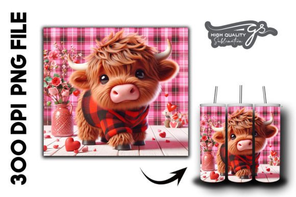 Valentine Highland Cow Tumbler Wrap 35 Graphics