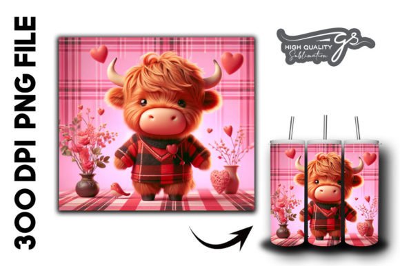 Valentine Highland Cow Tumbler Wrap 39 Graphics